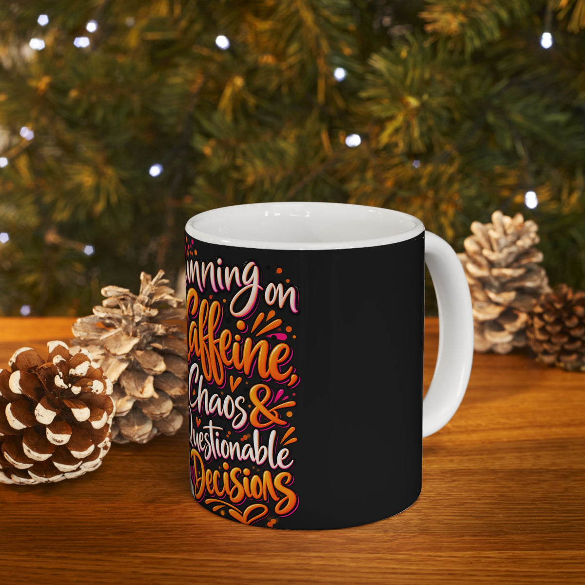 Running on Caffeine & Chaos Mug — Funny Coffee Cup for Busy Moms -Ceramic Coffee Cup (11oz/15oz)