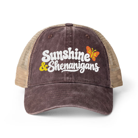 Sunshine & Shenanigans - Women's Washed Mesh-Back Cap